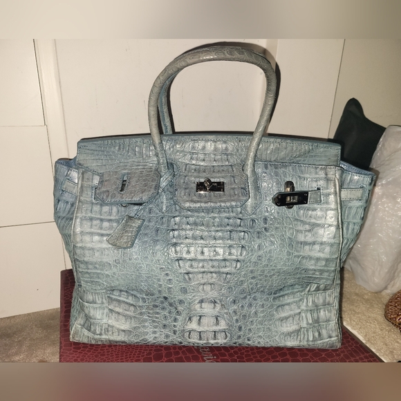 Awesome real crocodile buckle handle bag - Picture 3 of 16